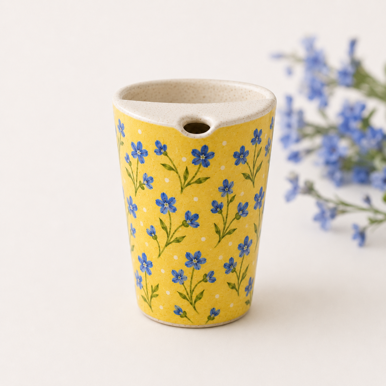Yellow Wildflower Hand-Painted Ceramic Travel Mug