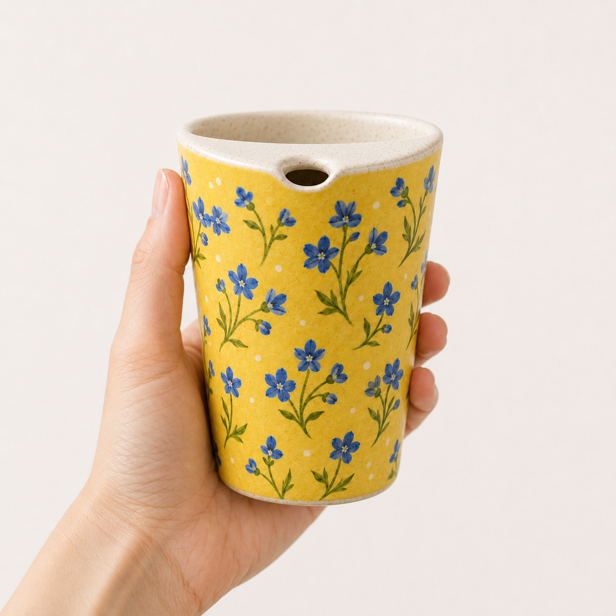 Yellow Wildflower Hand-Painted Ceramic Travel Mug
