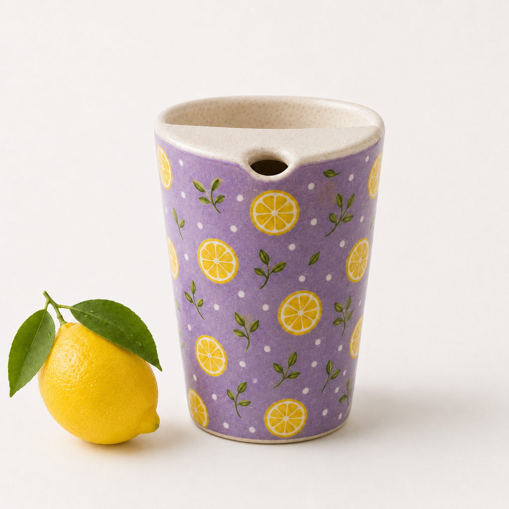 Lilac Lemon Hand-Painted Ceramic Travel Mug