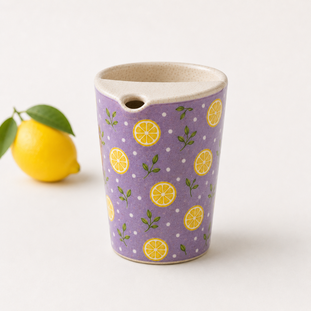 Lilac Lemon Hand-Painted Ceramic Travel Mug