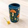 Teal Woodland Mushroom Handmade Ceramic Travel Mug