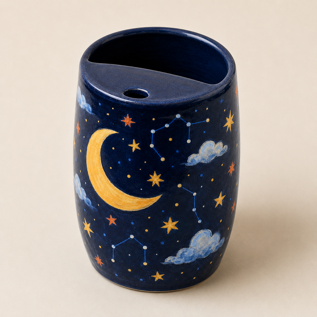 Handmade Moon & Stars Ceramic Travel Mug
