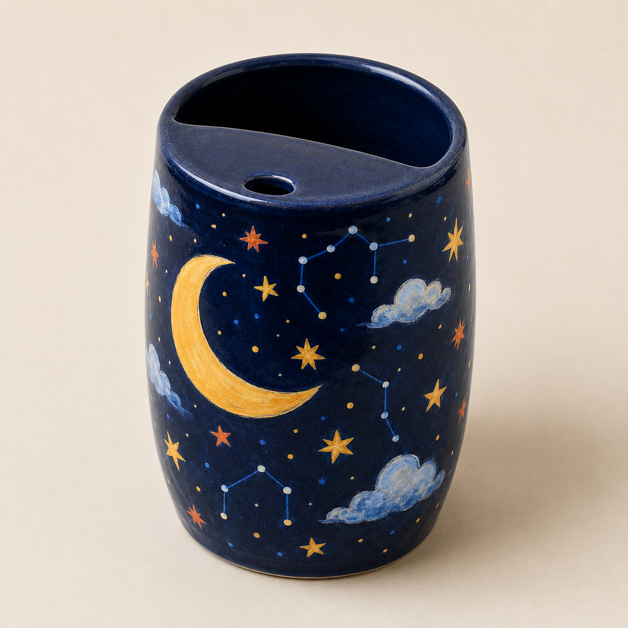Handmade Moon & Stars Ceramic Travel Mug