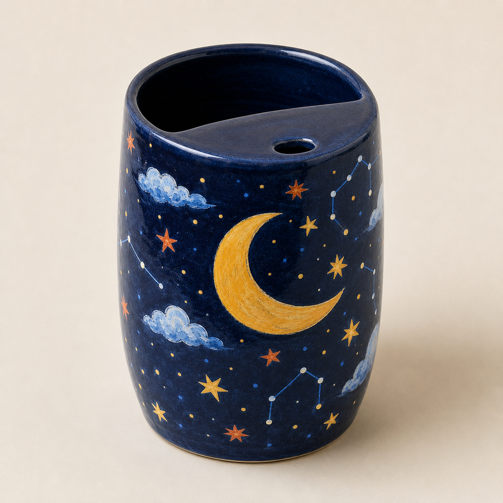 Handmade Moon & Stars Ceramic Travel Mug