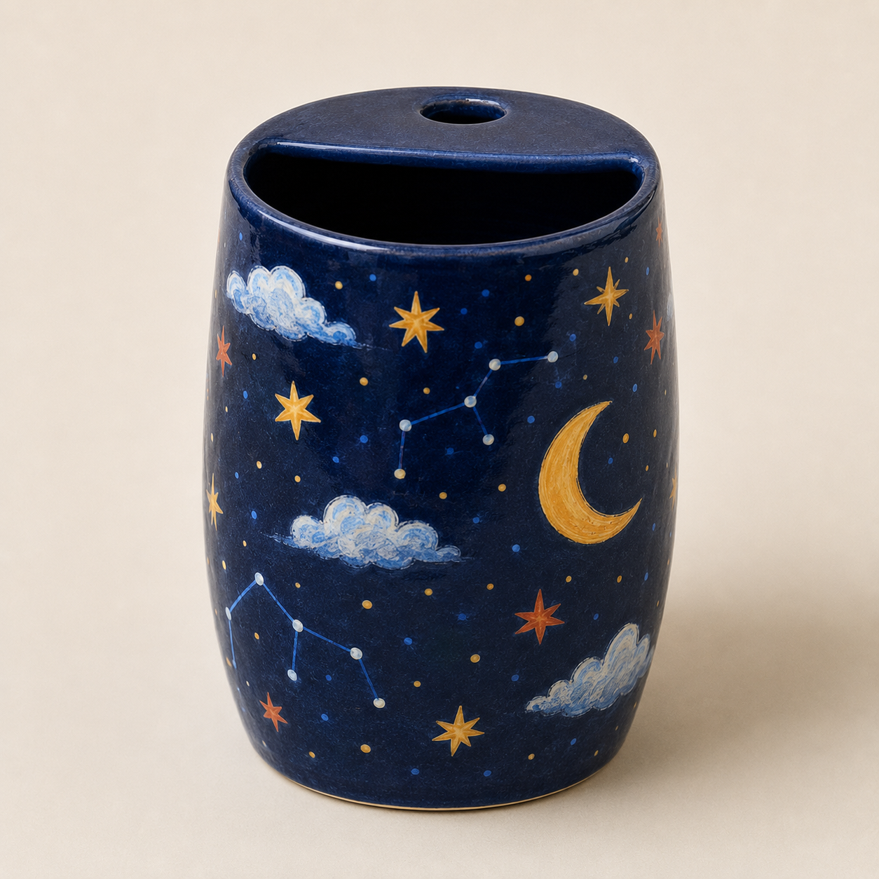 Handmade Moon & Stars Ceramic Travel Mug