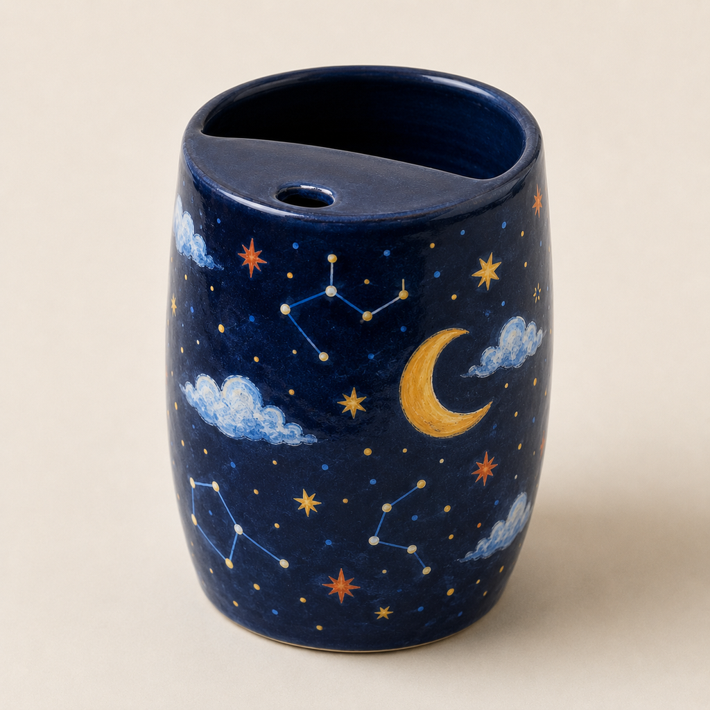 Handmade Moon & Stars Ceramic Travel Mug