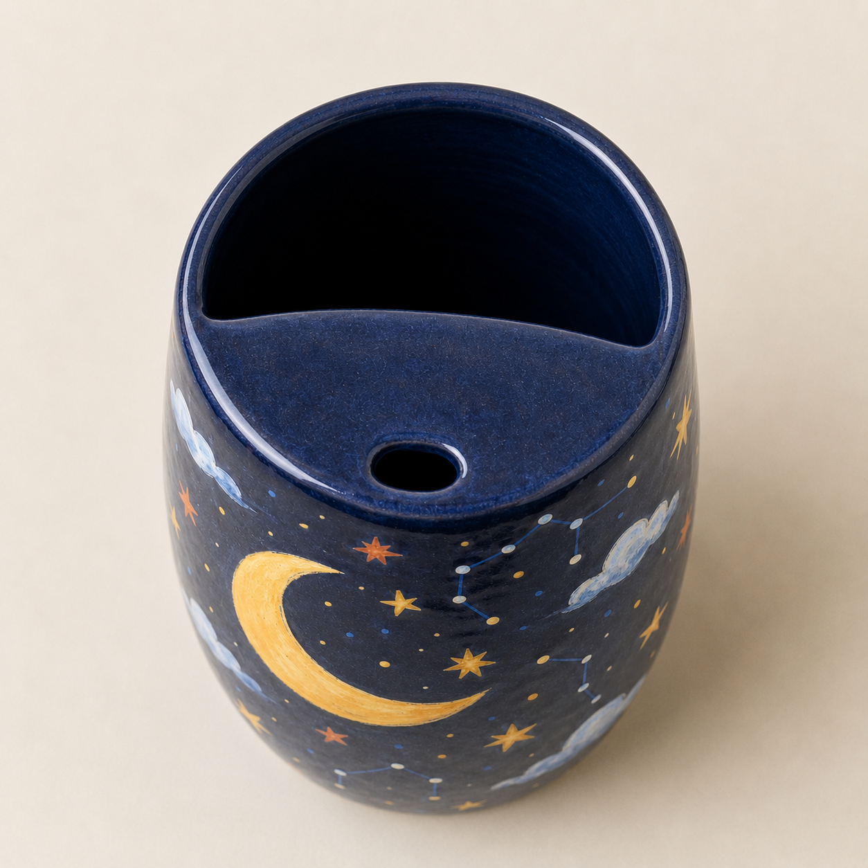Handmade Moon & Stars Ceramic Travel Mug