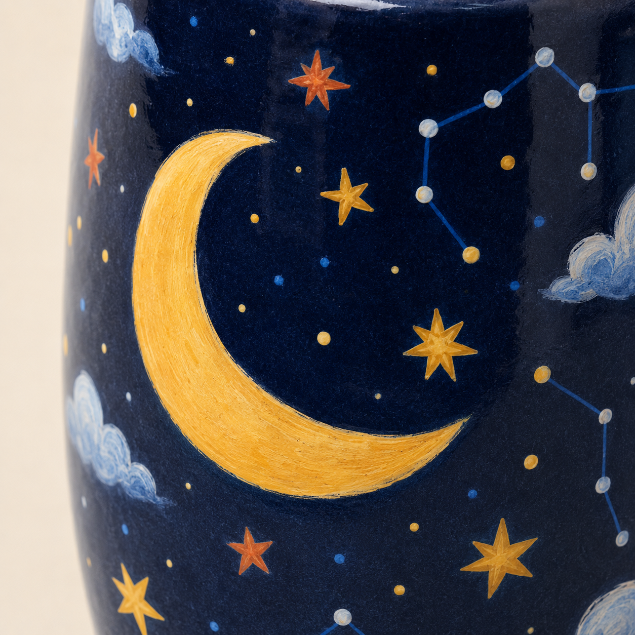 Handmade Moon & Stars Ceramic Travel Mug