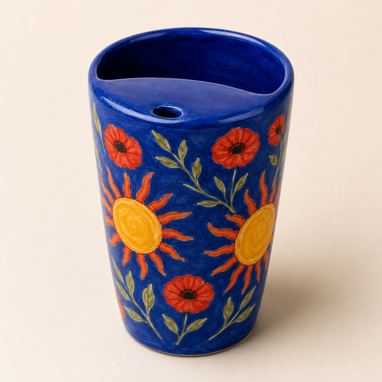 Handmade Sunflower Ceramic Travel Mug