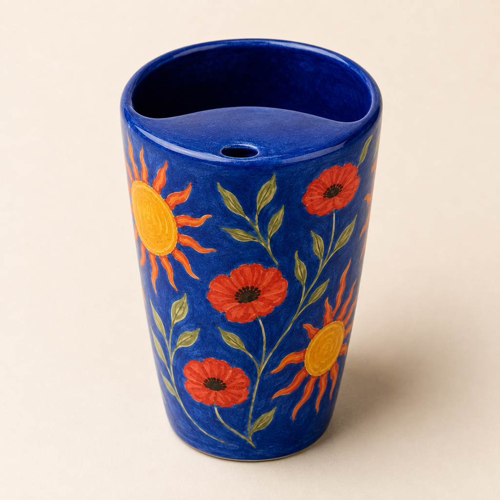 Handmade Sunflower Ceramic Travel Mug