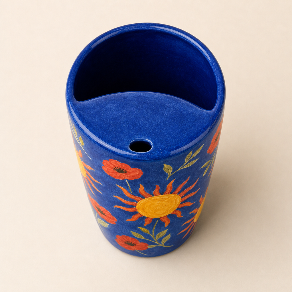 Handmade Sunflower Ceramic Travel Mug