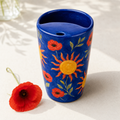 Handmade Sunflower Ceramic Travel Mug