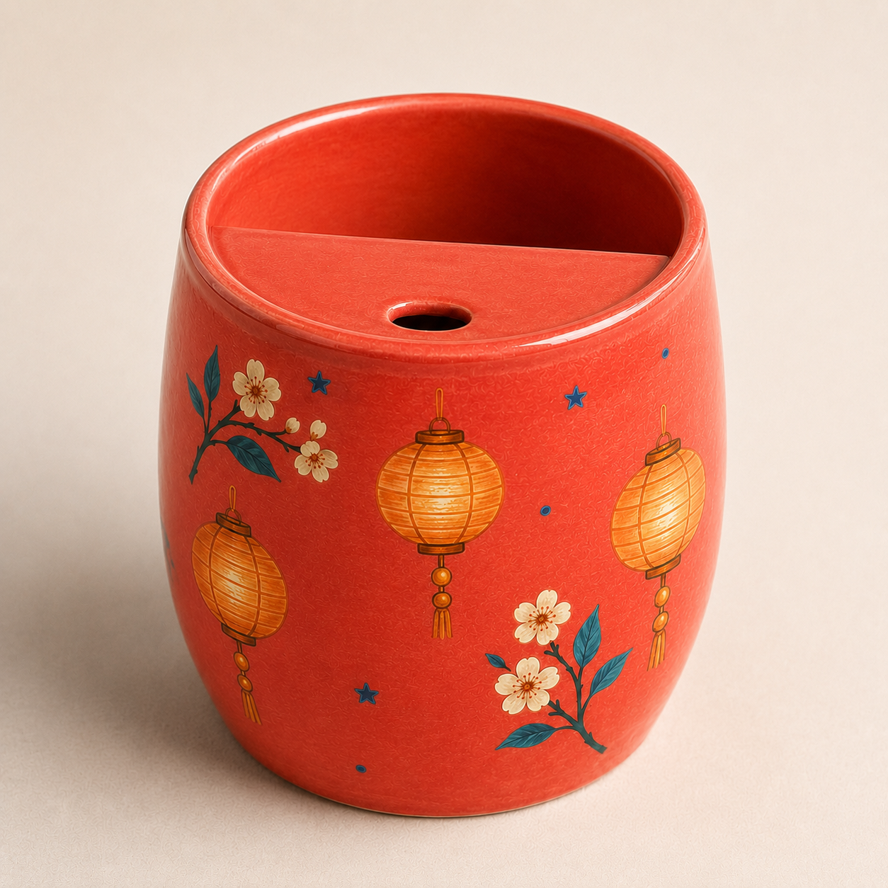 Coral Lantern Handmade Ceramic Travel Mug