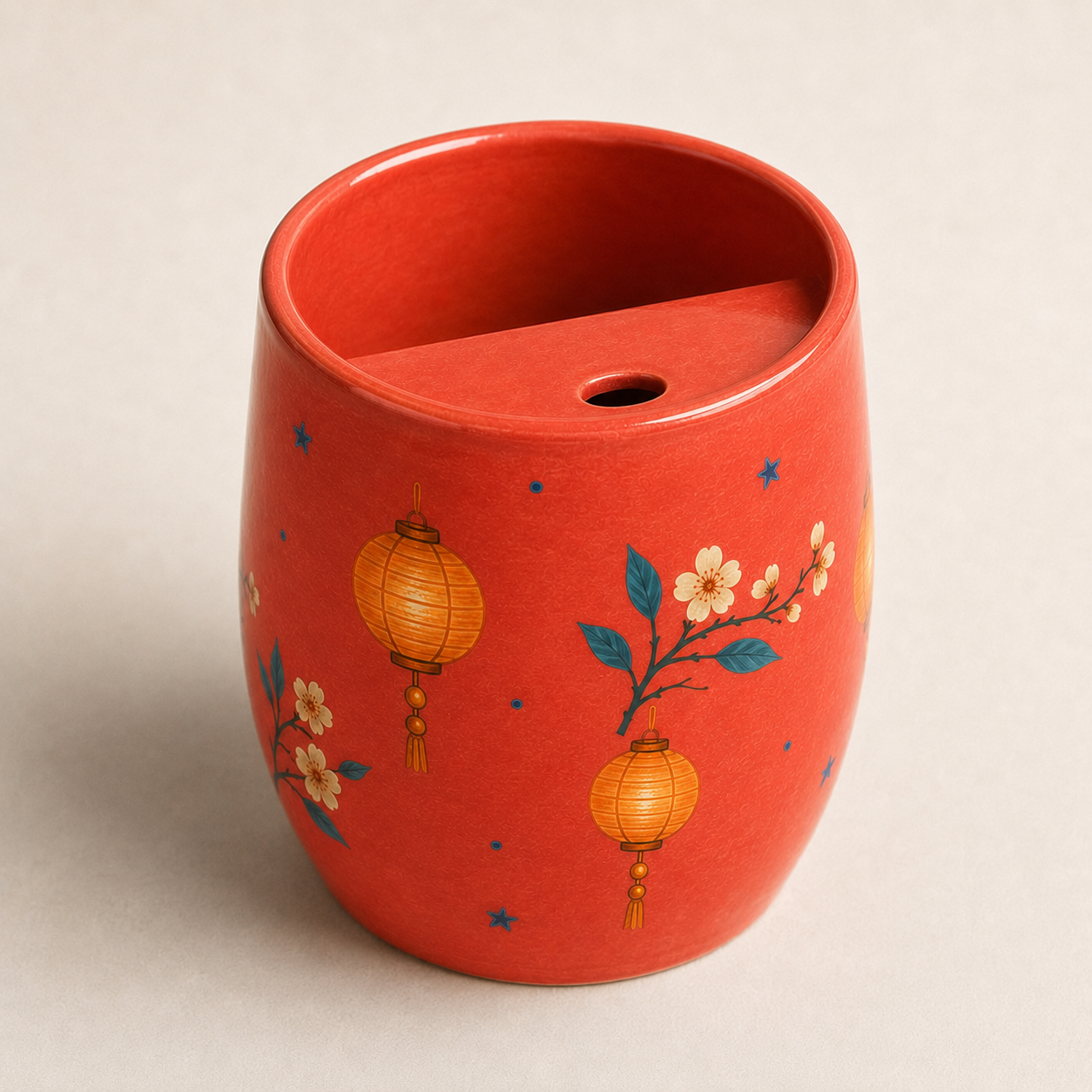 Coral Lantern Handmade Ceramic Travel Mug