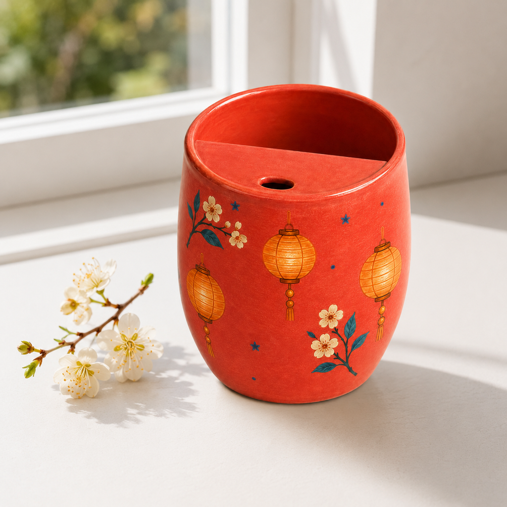 Coral Lantern Handmade Ceramic Travel Mug