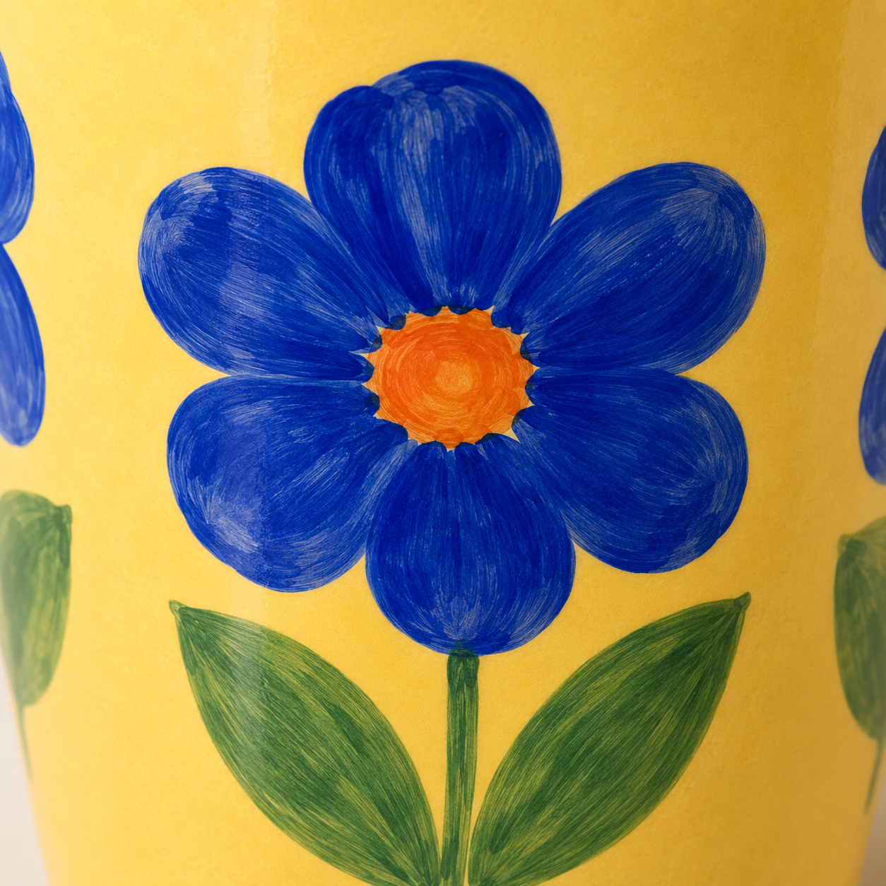 Yellow Blue Flower Handmade Ceramic Travel Mug