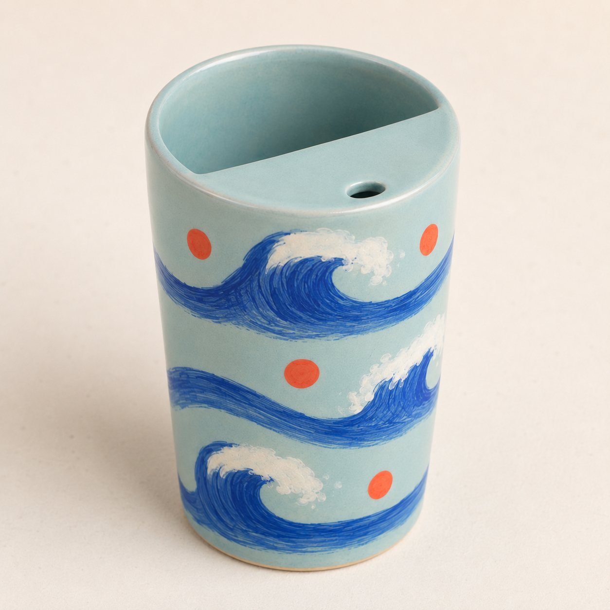 Turquoise Ocean Wave Handmade Ceramic Travel Mug