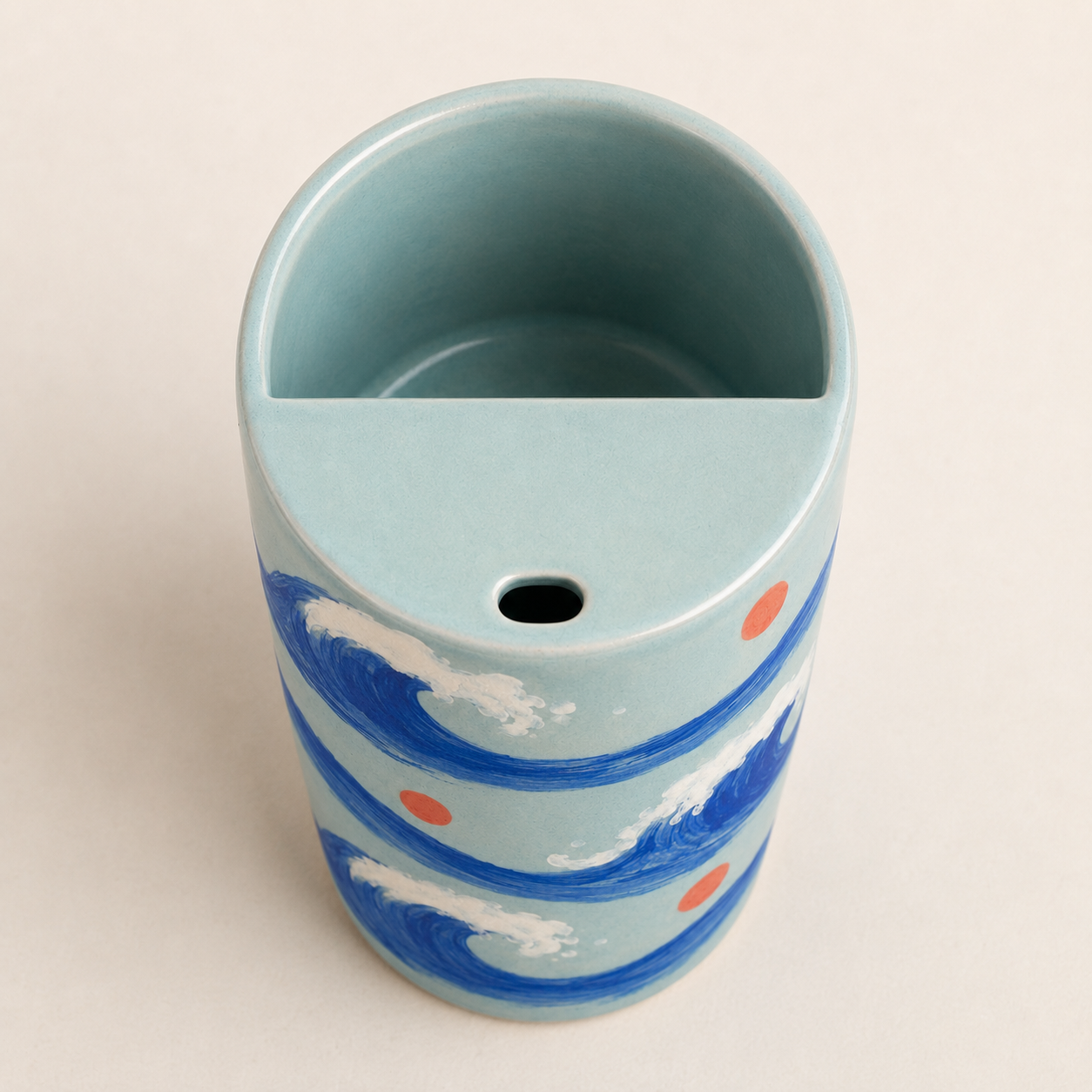 Turquoise Ocean Wave Handmade Ceramic Travel Mug