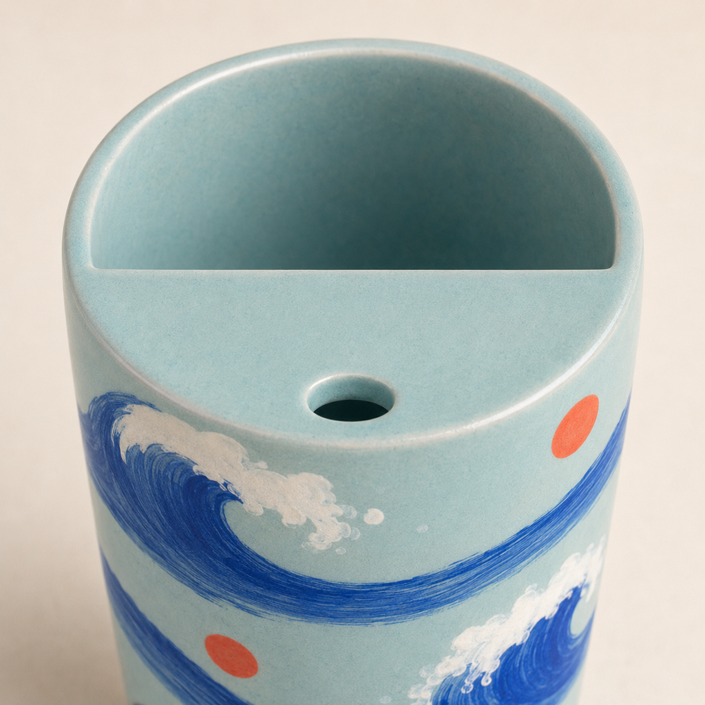 Turquoise Ocean Wave Handmade Ceramic Travel Mug