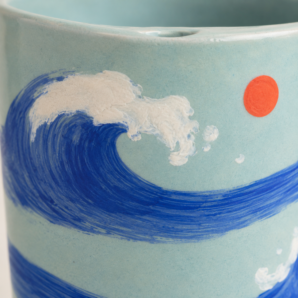 Turquoise Ocean Wave Handmade Ceramic Travel Mug