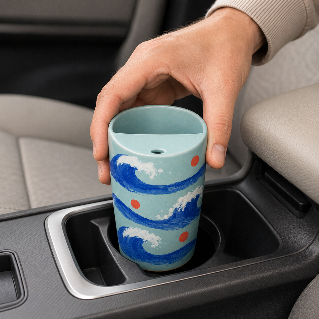 Turquoise Ocean Wave Handmade Ceramic Travel Mug