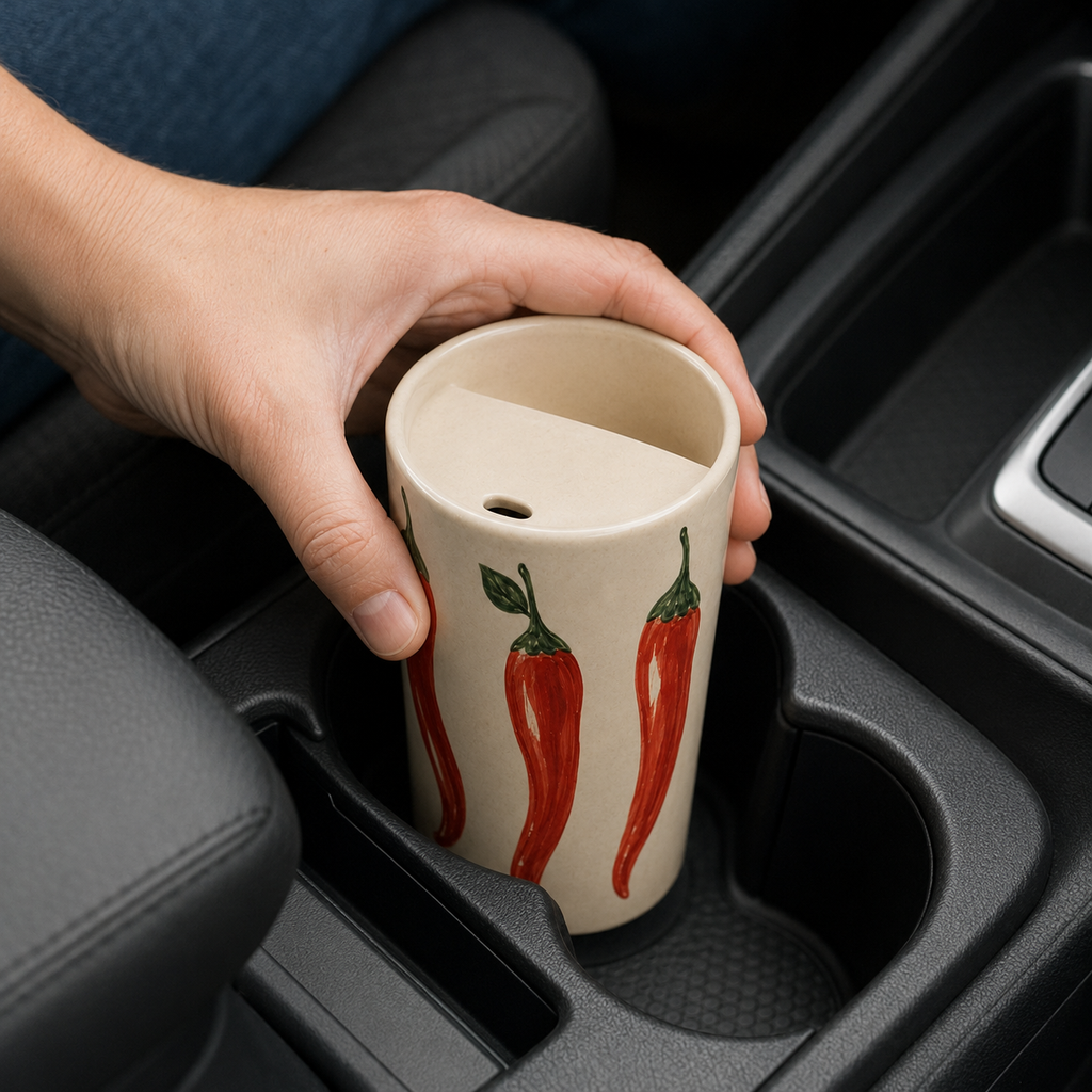Red Chili Handmade Ceramic Travel Mug