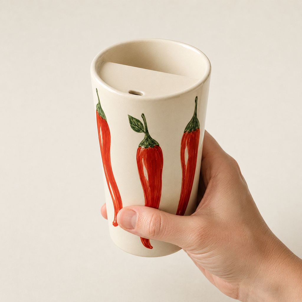 Red Chili Handmade Ceramic Travel Mug