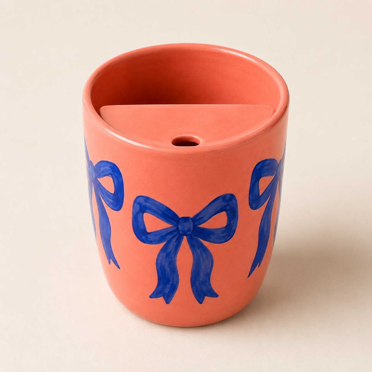Coral Bow Handmade Ceramic Travel Mug