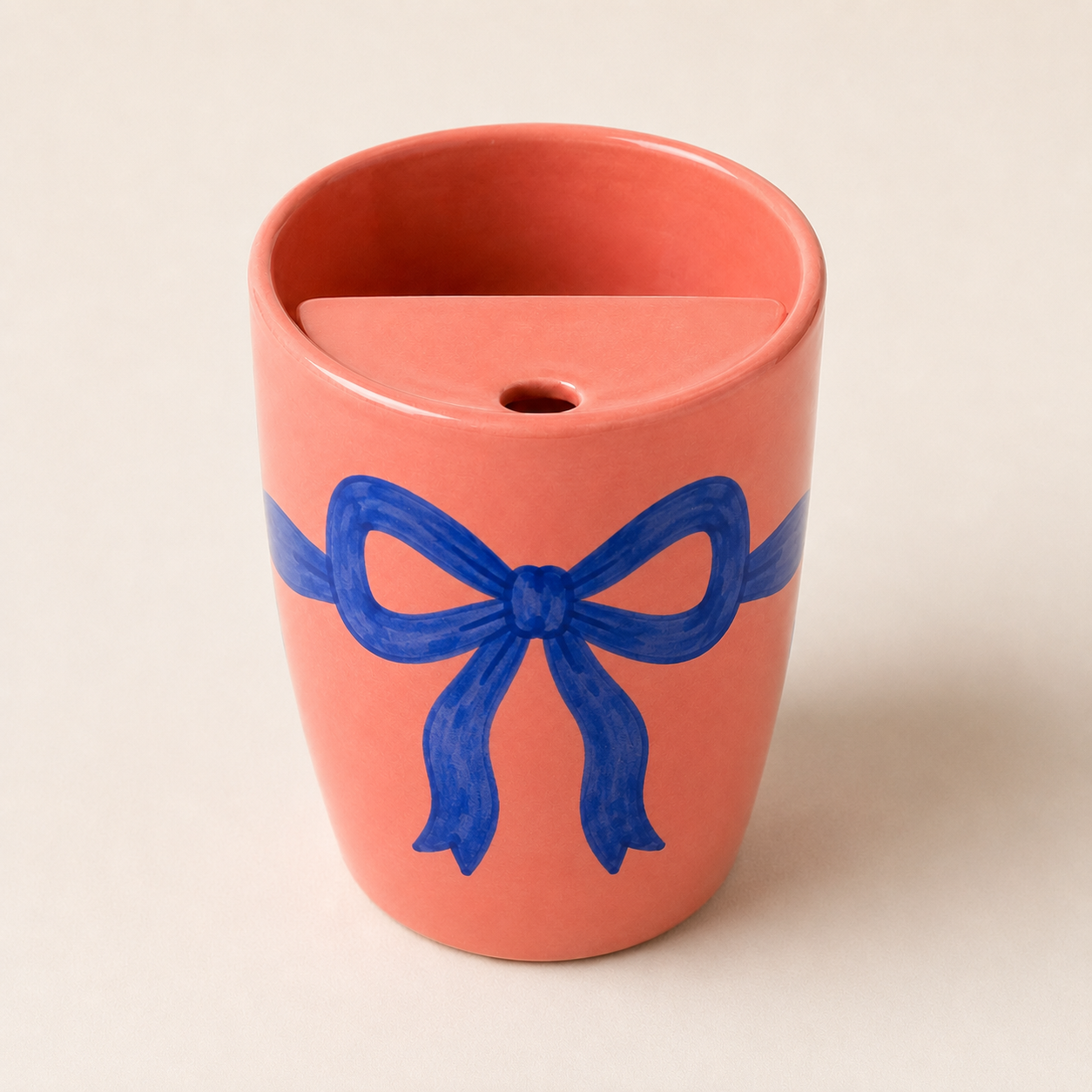 Coral Bow Handmade Ceramic Travel Mug