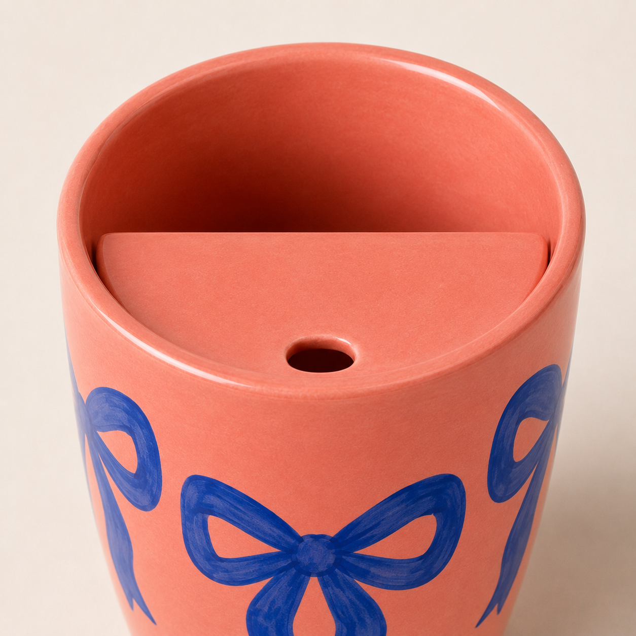 Coral Bow Handmade Ceramic Travel Mug