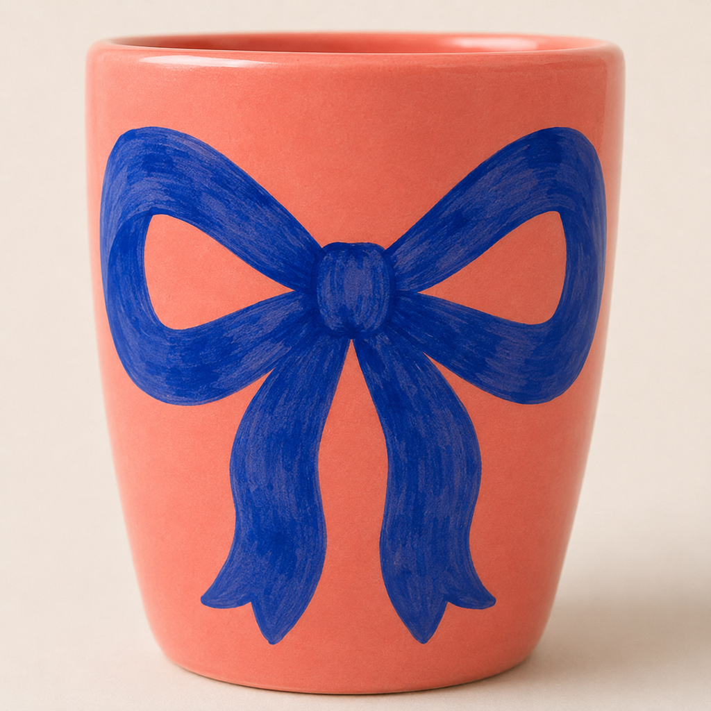 Coral Bow Handmade Ceramic Travel Mug