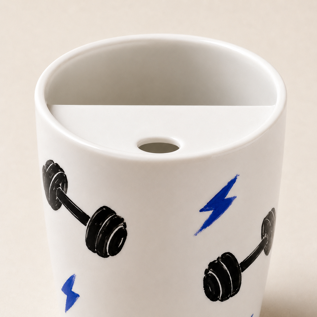 Handmade Gym Dumbbell Ceramic Travel Mug