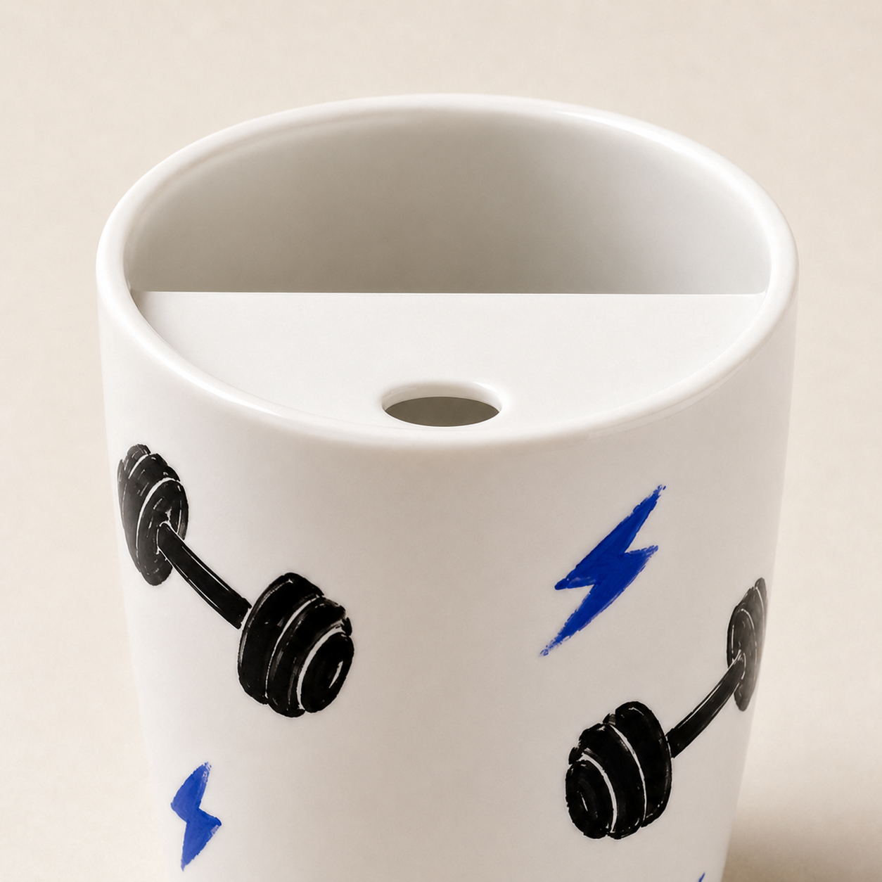 Handmade Gym Dumbbell Ceramic Travel Mug