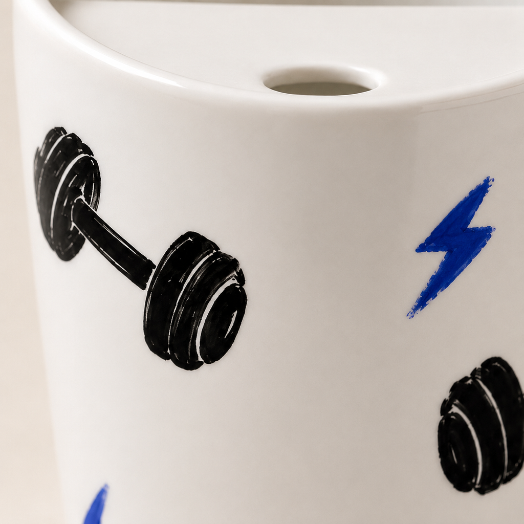 Handmade Gym Dumbbell Ceramic Travel Mug