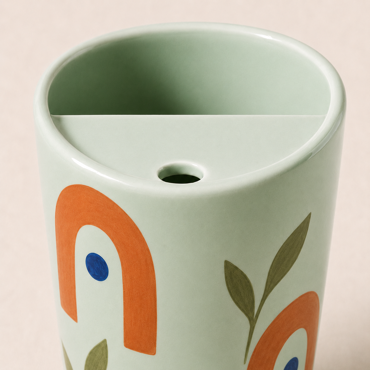 Handmade Sage Green Arch Ceramic Travel Mug