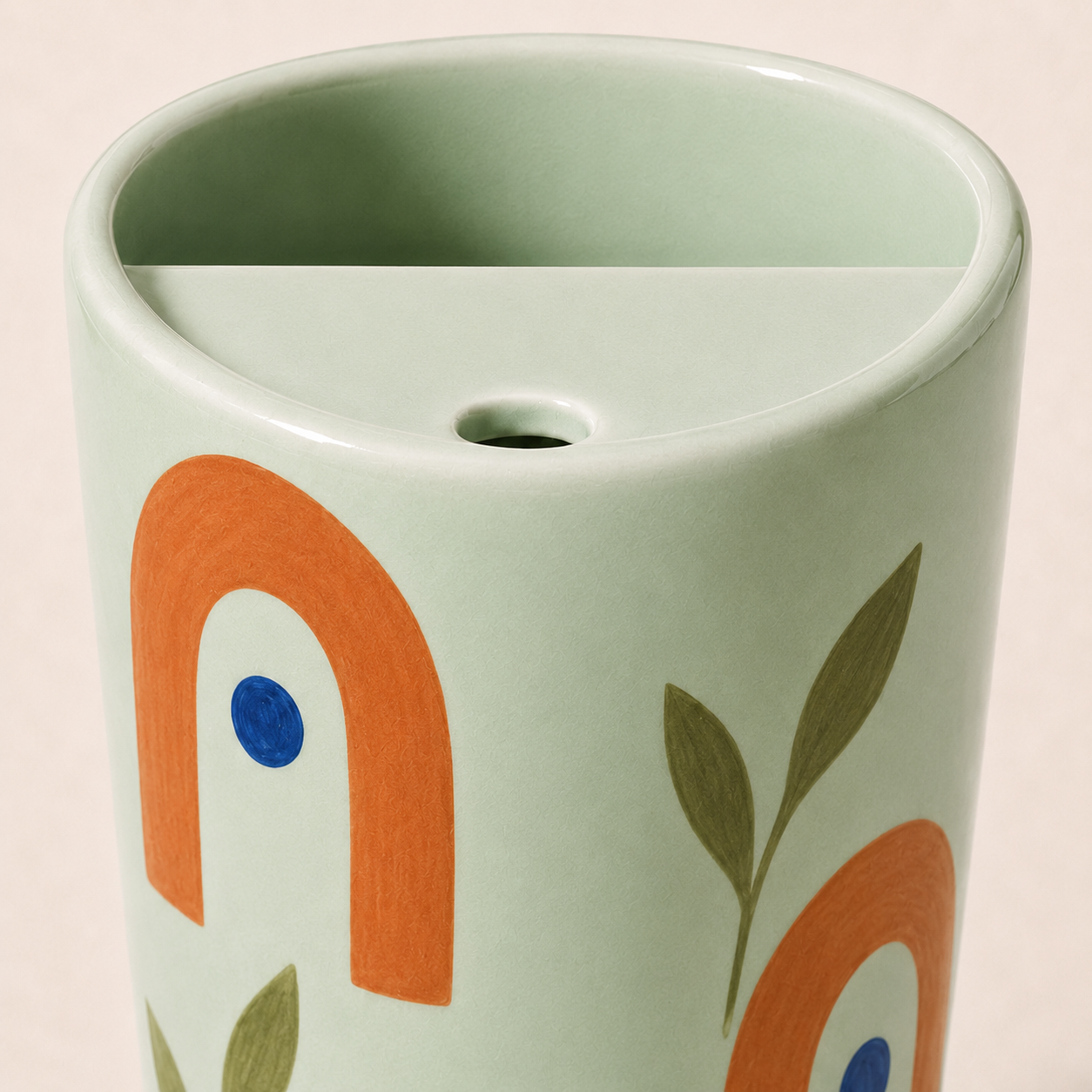 Handmade Sage Green Arch Ceramic Travel Mug