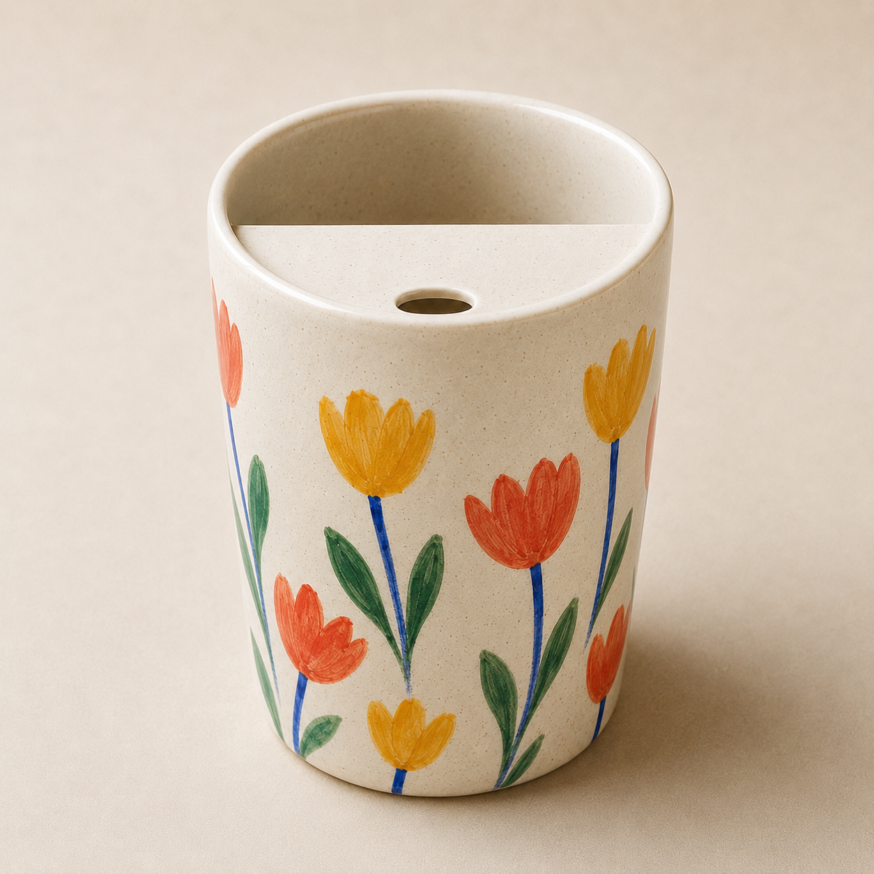 Joyful Tulip Hand-Painted Ceramic Travel Mug