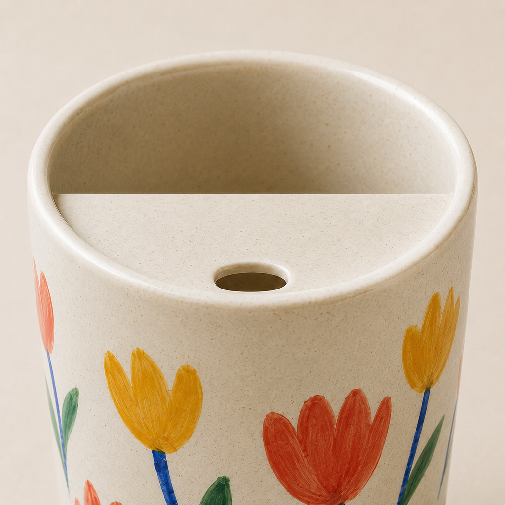 Joyful Tulip Hand-Painted Ceramic Travel Mug