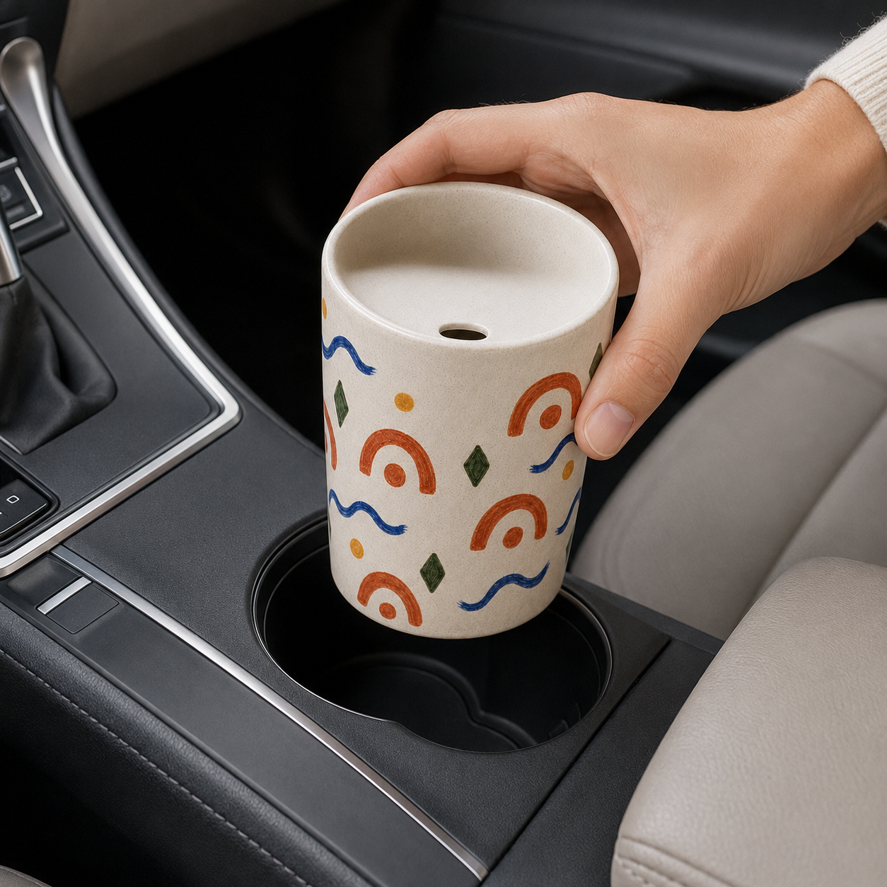 Sunset Folk Garden Ceramic Travel Mug