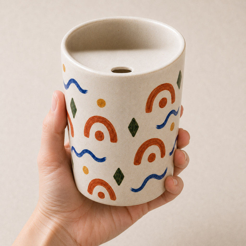 Sunset Folk Garden Ceramic Travel Mug