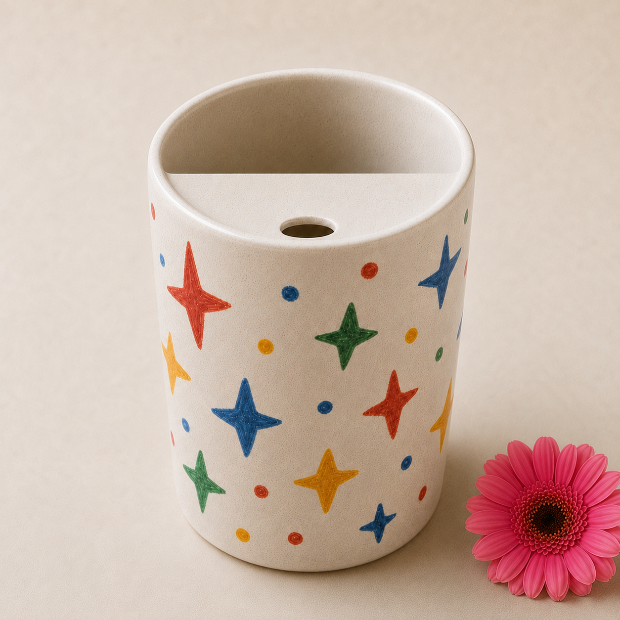 Lucky Star Confetti Ceramic Travel Mug