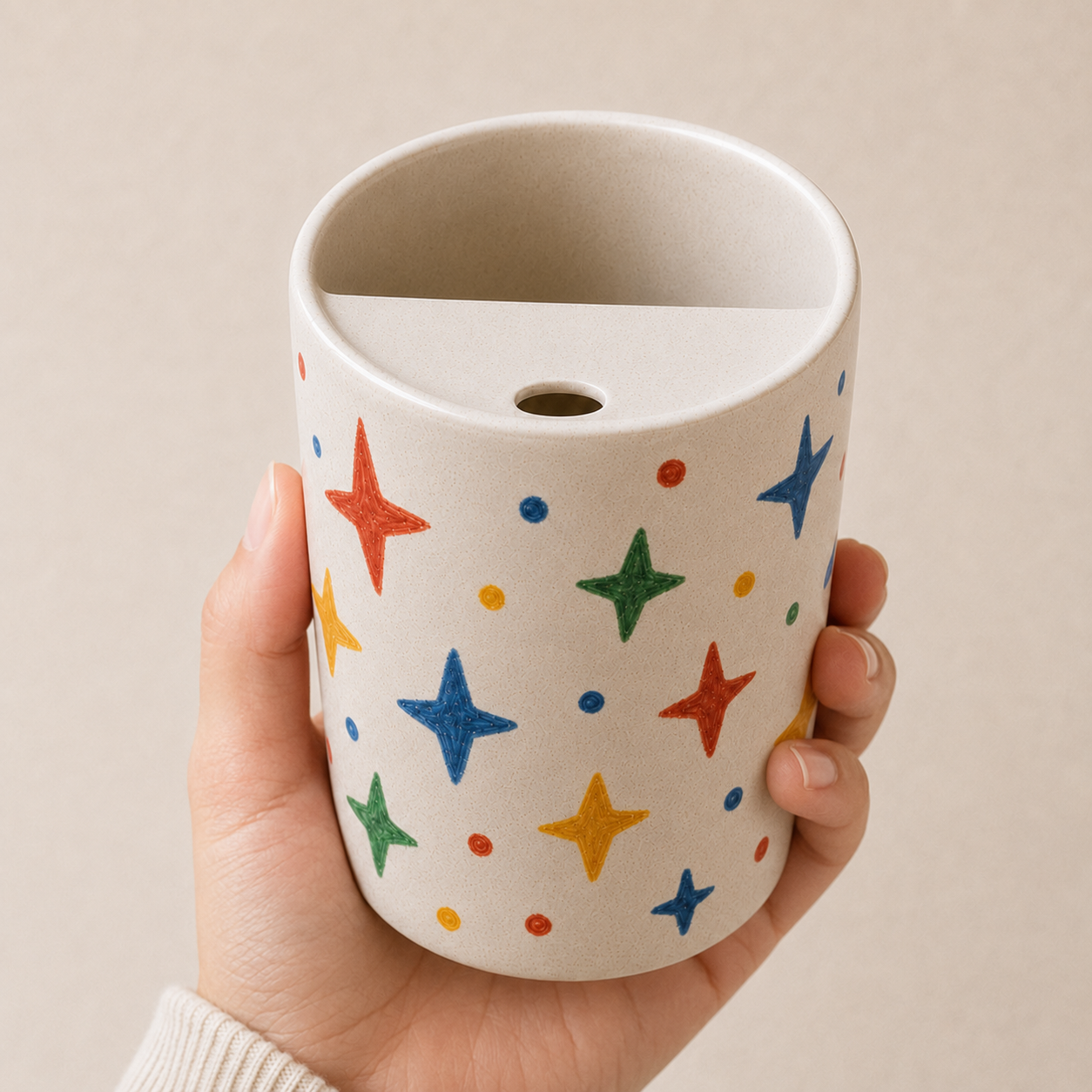 Lucky Star Confetti Ceramic Travel Mug