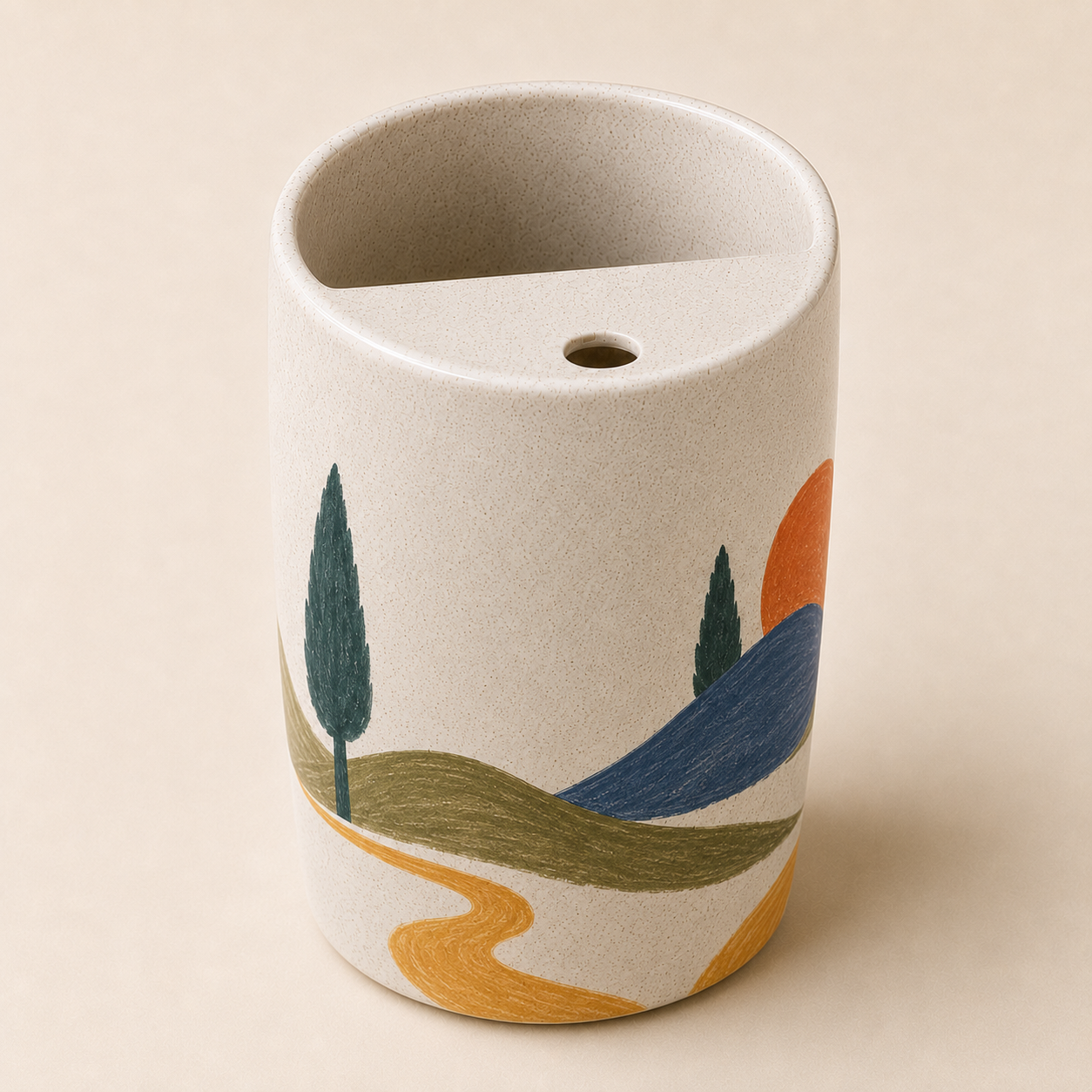 Folk Sunrise Hills Handmade Ceramic Travel Mug