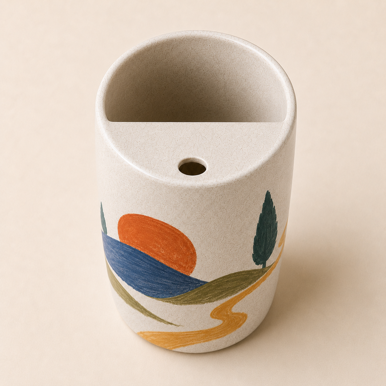 Folk Sunrise Hills Handmade Ceramic Travel Mug