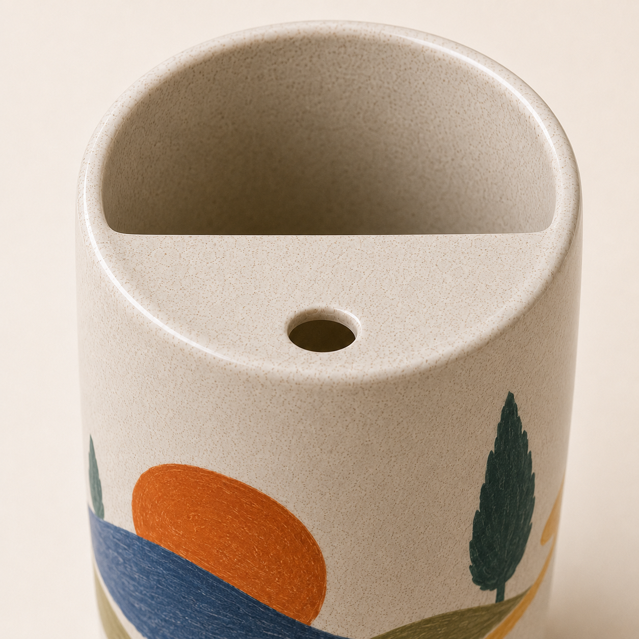 Folk Sunrise Hills Handmade Ceramic Travel Mug