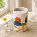 Folk Sunrise Hills Handmade Ceramic Travel Mug