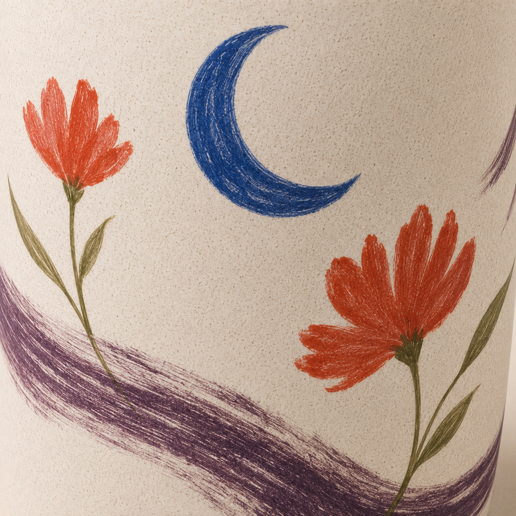 Moonlit Wildflower Handmade Ceramic Travel Mug