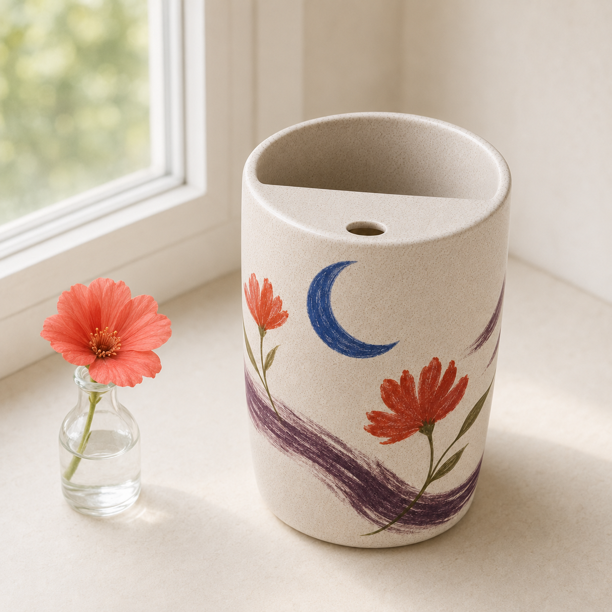 Moonlit Wildflower Handmade Ceramic Travel Mug