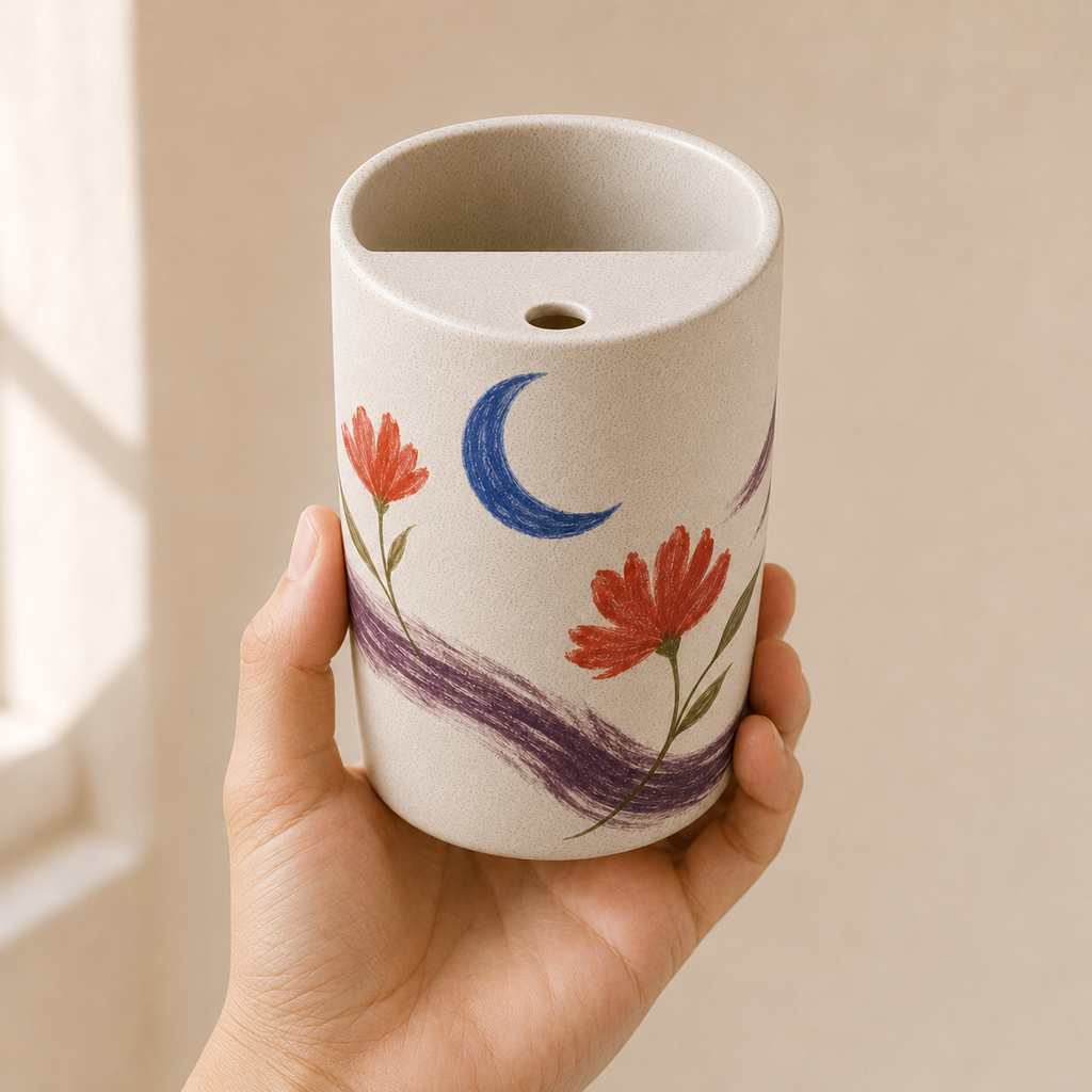 Moonlit Wildflower Handmade Ceramic Travel Mug