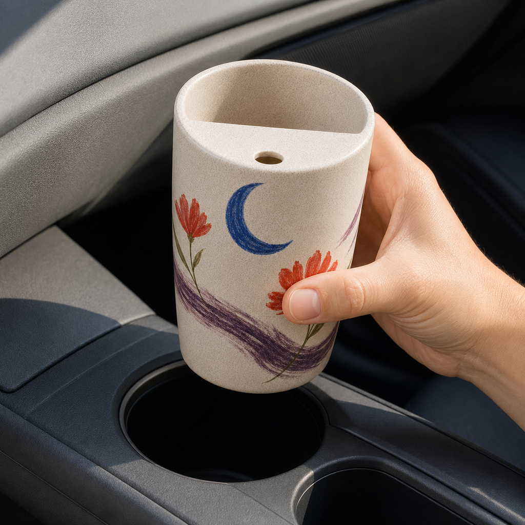 Moonlit Wildflower Handmade Ceramic Travel Mug